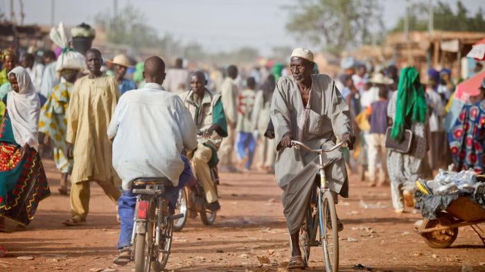 People converge on market day in Djibo, in the Soum Province of Burkina Faso’s Sahel administrative region. The majority of attacks by armed Islamist groups active in Burkina Faso have been on villages in the Soum Province. 