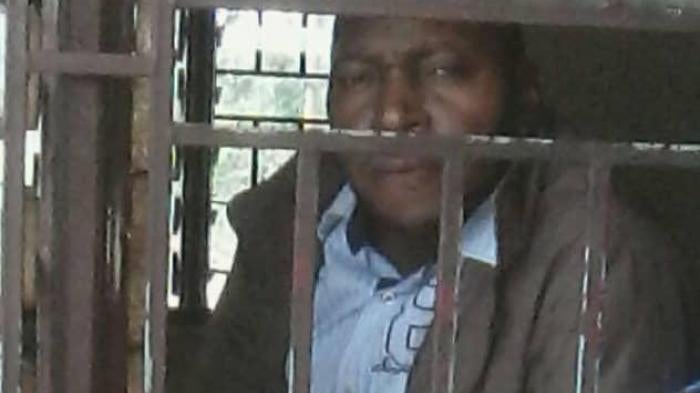 Fondang Mesaack Nathan while in detention at the Gendarmerie Station in Sangmélima, South Region, Cameroon 