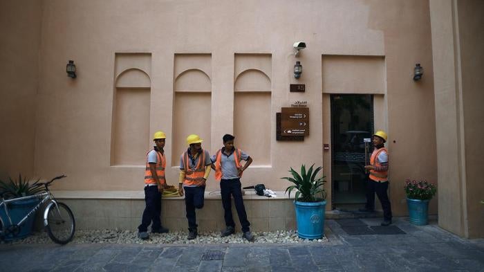Workers in Katara cultural heritage village in Doha, Qatar. 