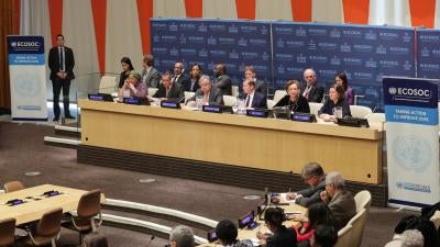 The United Nations Economic and Social Council (ECOSOC) meets at the UN Headquarters in New York, February 27, 2018.
