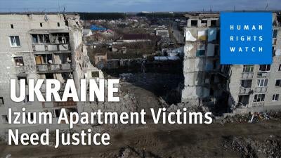 A photo of the building in Izium, eastern Ukraine