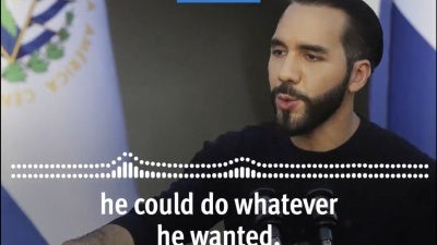 Screenshot of HRW audiogram depicting Nayib Bukele. 