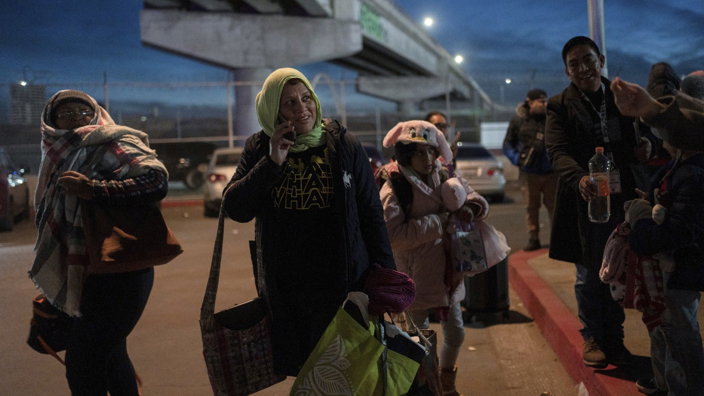 A group of migrants wait after learning that their appointments to apply for asylum in the US have been canceled, Tijuana, Mexico, January 20, 2025.