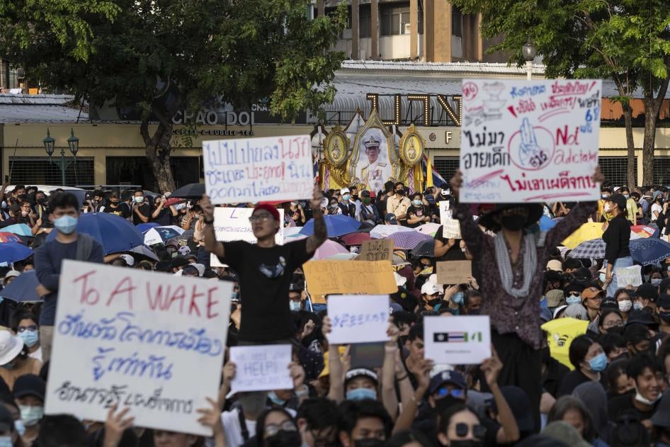 Over 10,000 people gathered in the streets around Bangkok's Democracy Monument on August 16, 2020 calling for reform in the Thai government. 