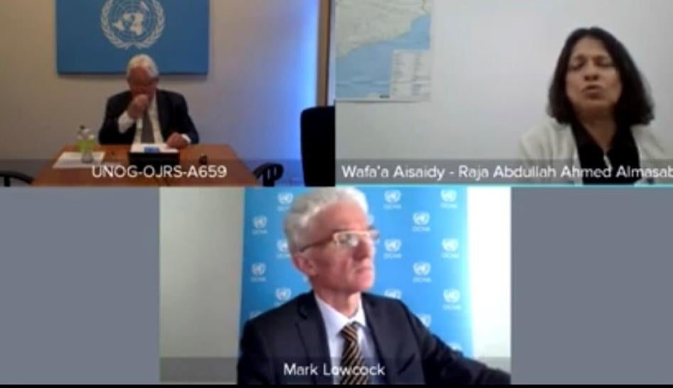 Raja Abdullah Almasabi speaks at the United Nations Security Council briefing on July 28, 2020.