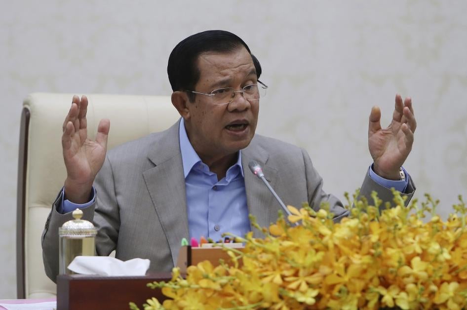 Cambodia's Prime Minister Hun Sen gives a speech in Phnom Penh, Cambodia on Thursday, January 30, 2020.