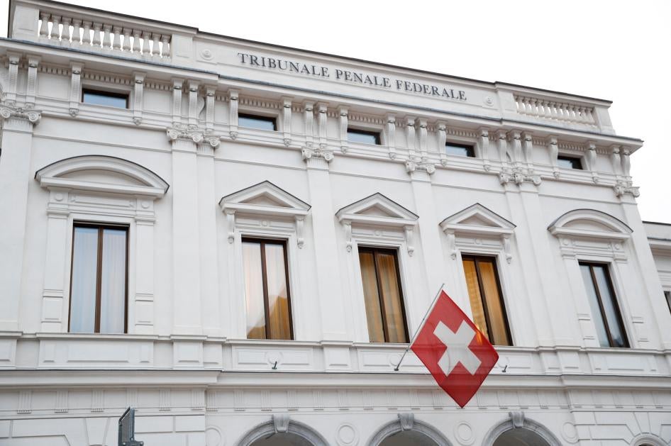 Switzerland's national flag flies over the entrance of the Swiss Federal Criminal Court (Bundesstrafgericht) in Bellinzona, Switzerland March 5, 2020.