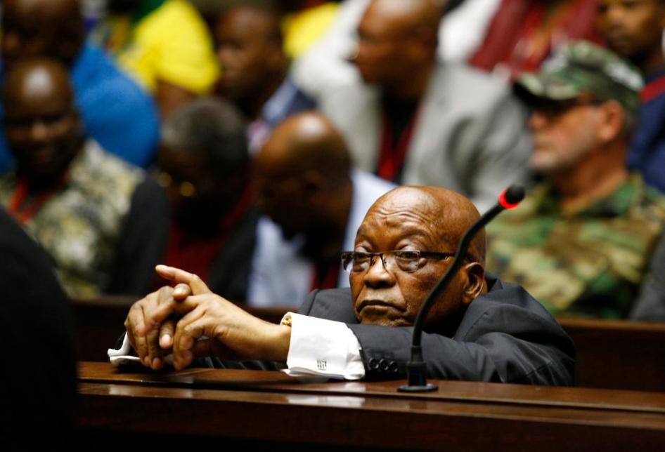Former South Africa President, Jacob Zuma sits in the High Court in Pietermaritzburg, South Africa, on November 30, 2018, charged with fraud, corruption, money laundering and racketeering. 