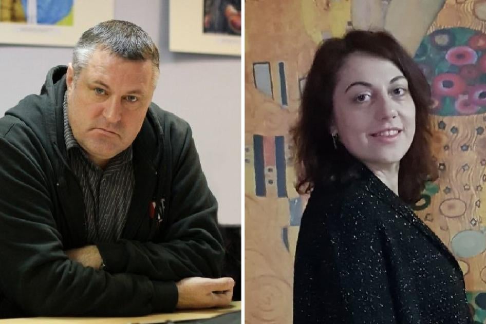 Руководитель гомельского отделения «Весны» Леонид Судаленко и волонтерка «Весны» Татьяна Ласица.