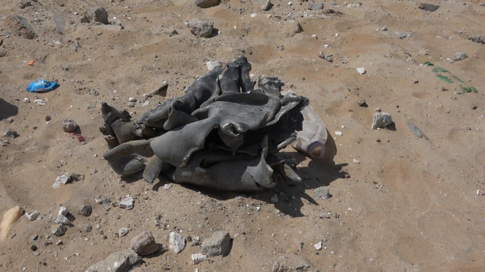 Remnants of a Houthi missile that attacked the house of Abdulatif al-Qabli Nimran, located in Al-Amoud in al-Jubah district, Marib governorate, Yemen pictured on October 29, 2021.