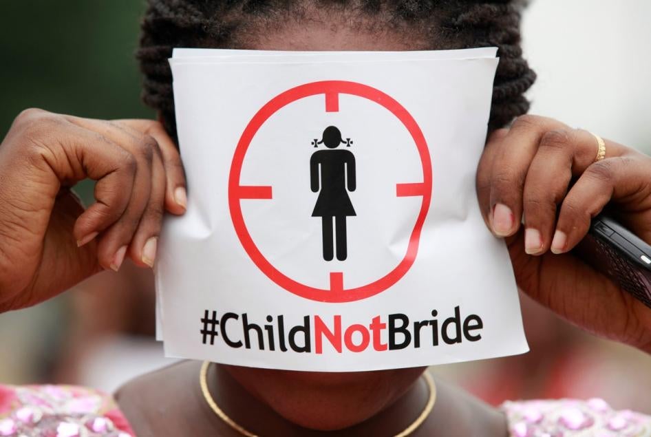 A woman protests against underage marriage, Lagos, Nigeria. 