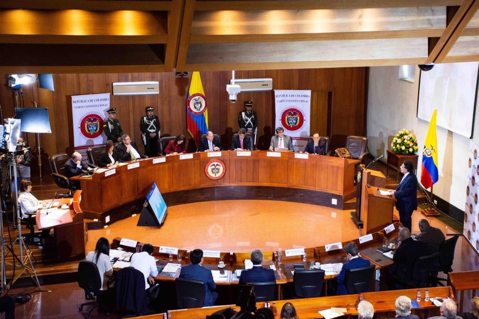 A public hearing at the Colombian Constitutional Court in Bogota on March 7, 2019.  © Juan David Moreno Gallego/Anadolu Agency/Getty Images