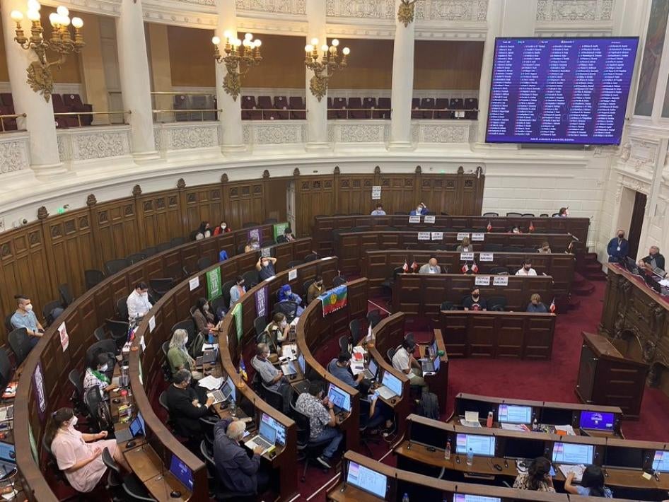 Chile’s Constitutional Assembly takes a vote on a justice system reform proposal on March 2, 2022.