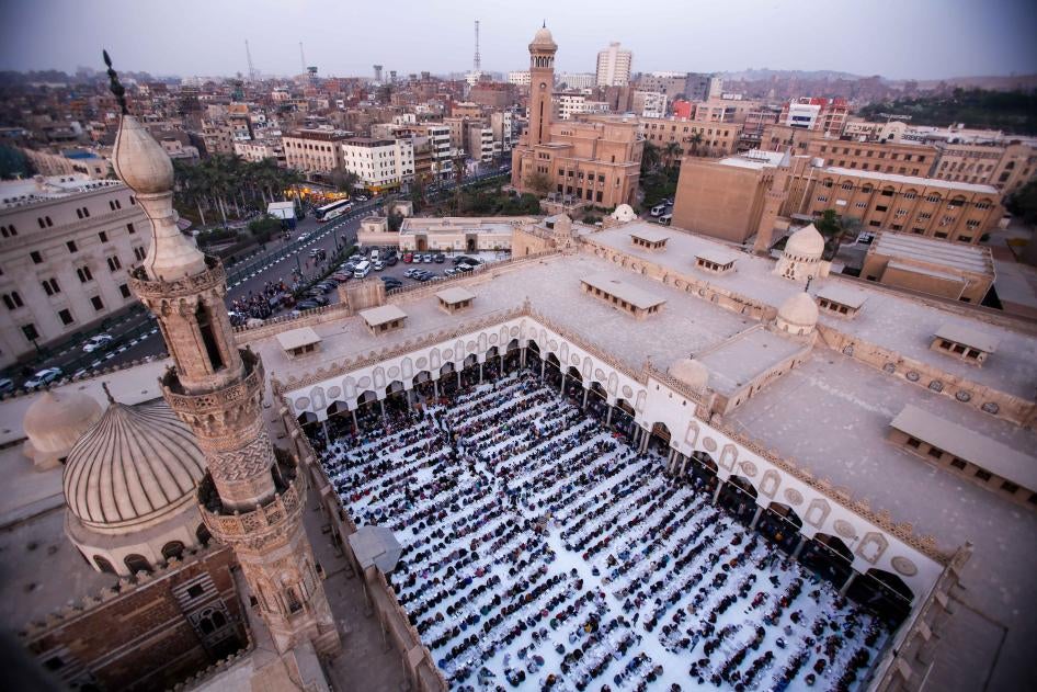 People gathering at Al Azhar mosque to break their fast, Cairo, Egypt, April 8, 2022.