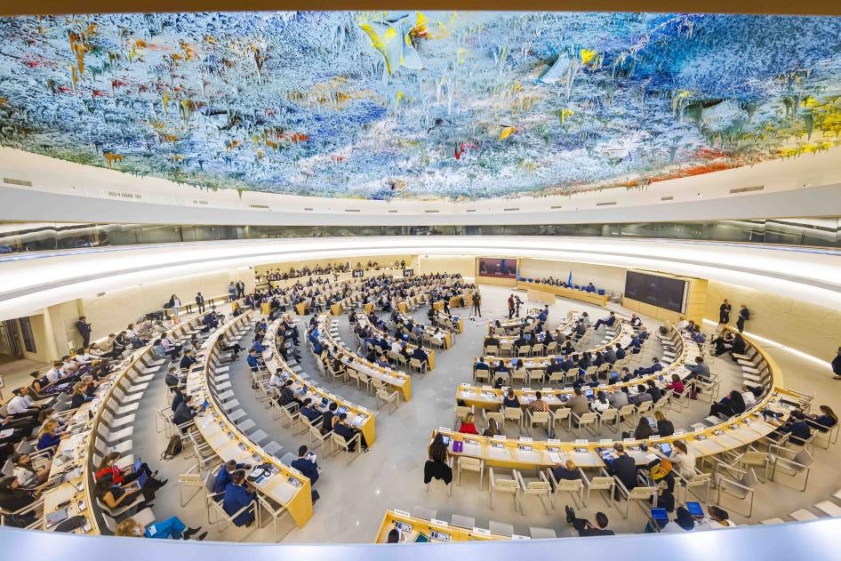 Delegates attend the opening day of the 50th session of the United Nations Human Rights Council.