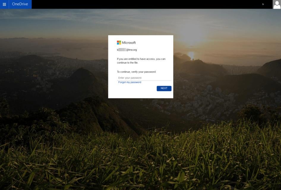 لقطة شاشة لصفحة تسجيل الدخول المزيفة المستضافة على sharefilesonline[.]live. (أكتوبر/تشرين الأول 2022)