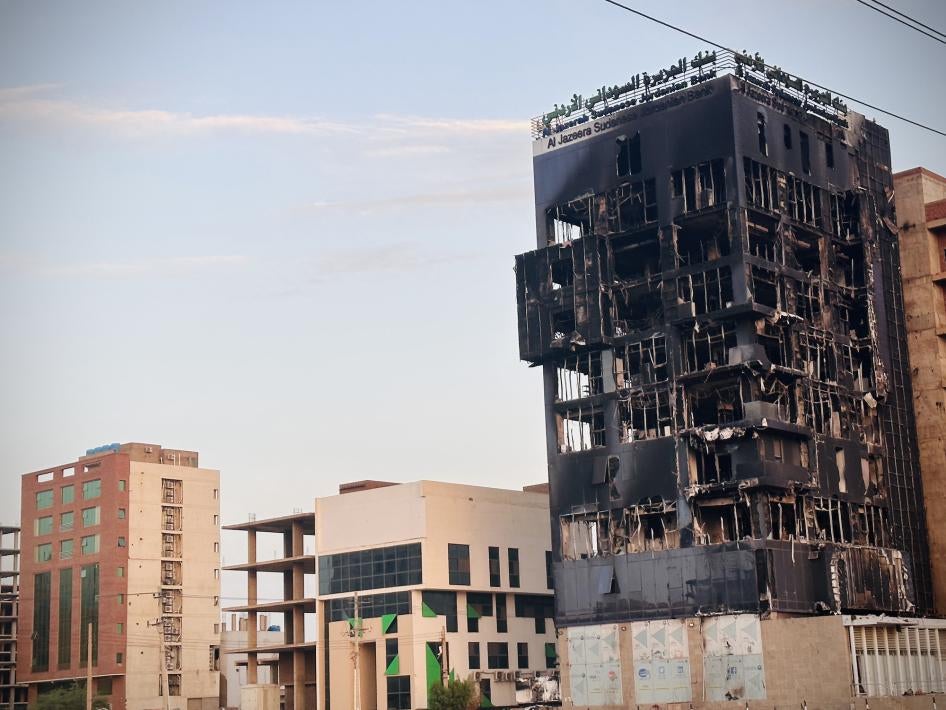 A bank building burned out in clashes between the Sudanese Armed Forces and the paramilitary Rapid Support Forces despite the ceasefire in Khartoum, Sudan.