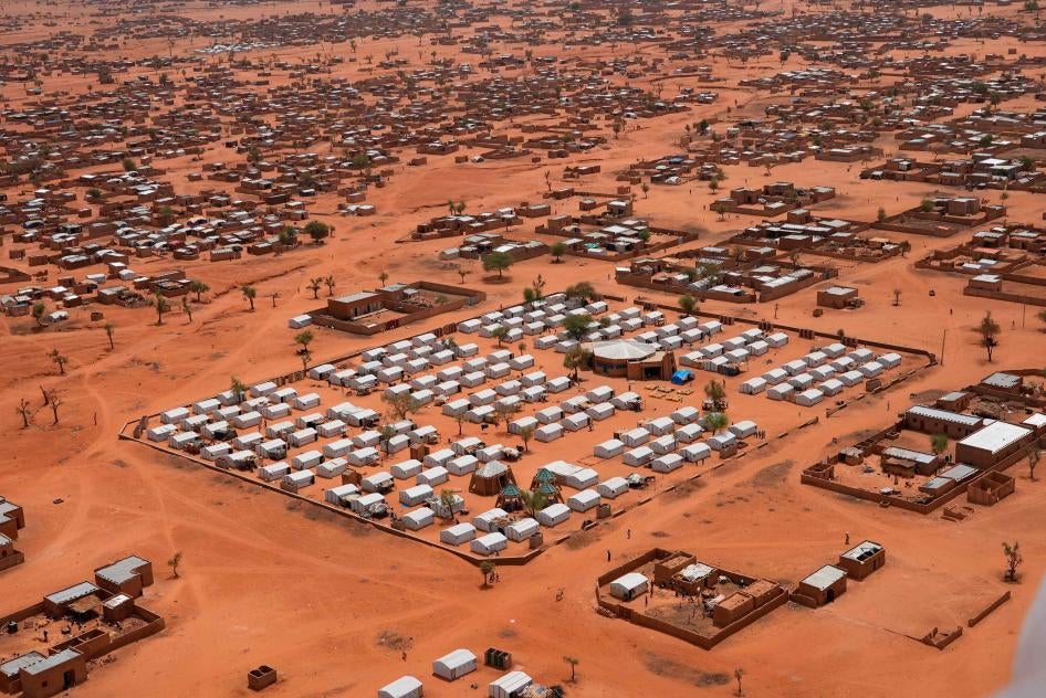 An aerial view shows a camp for internally displaced people in Djibo, Burkina Faso, May 26, 2022.