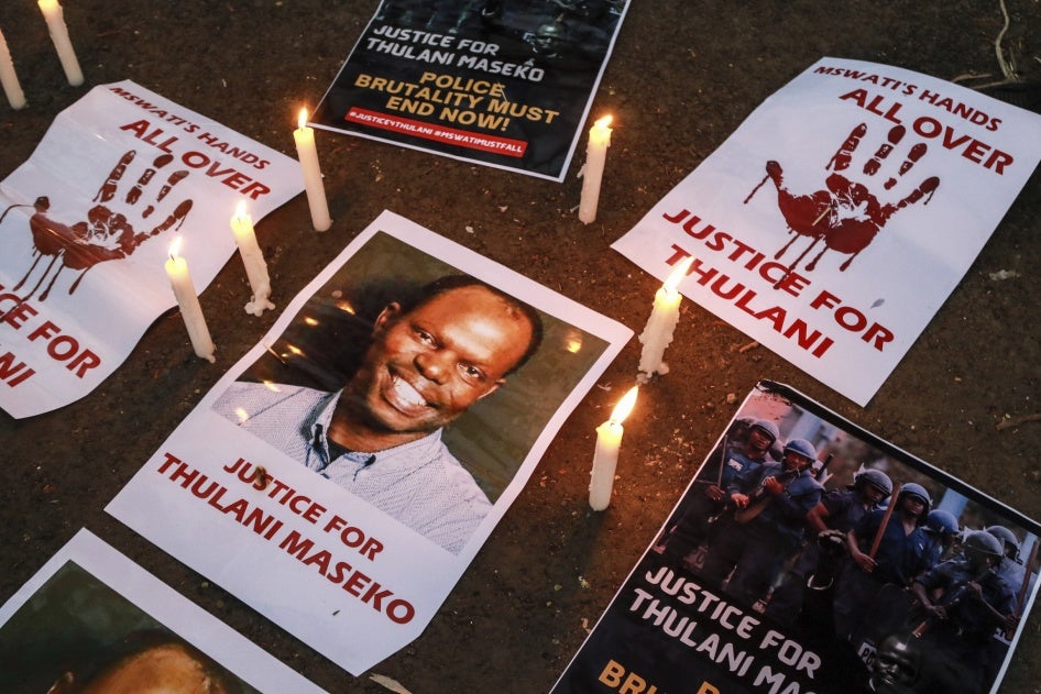 A vigil decrying the assassination of Eswatini Human Rights Lawyer Thulani Maseko in Nakuru Town, Kenya, January 30, 2023.