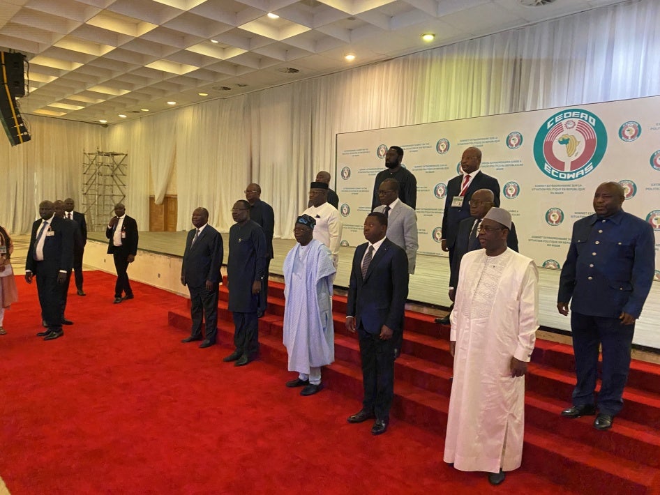  West African leaders before an Economic Community of West African States (ECOWAS) meeting in Abuja, Nigeria, August 10, 2023. 