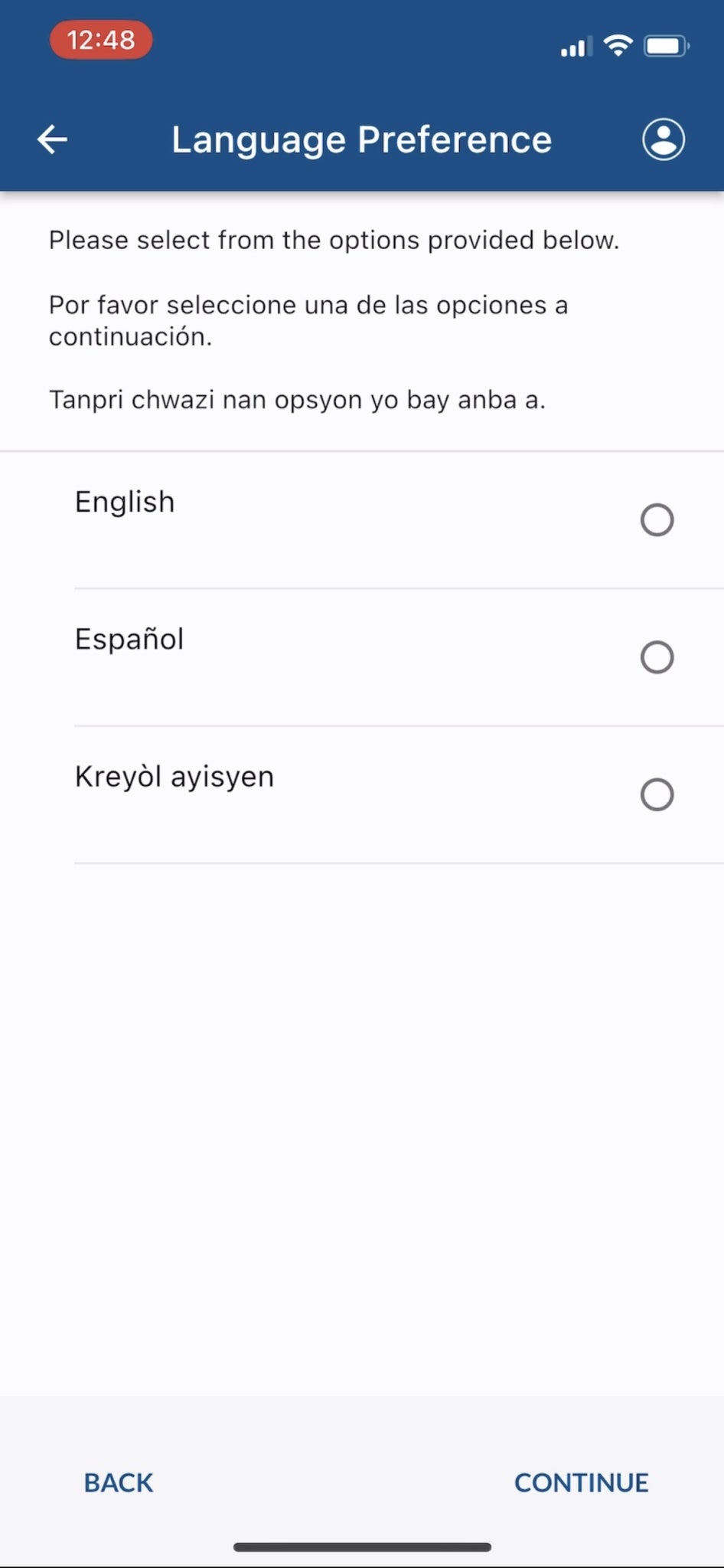 Mobile app screenshot