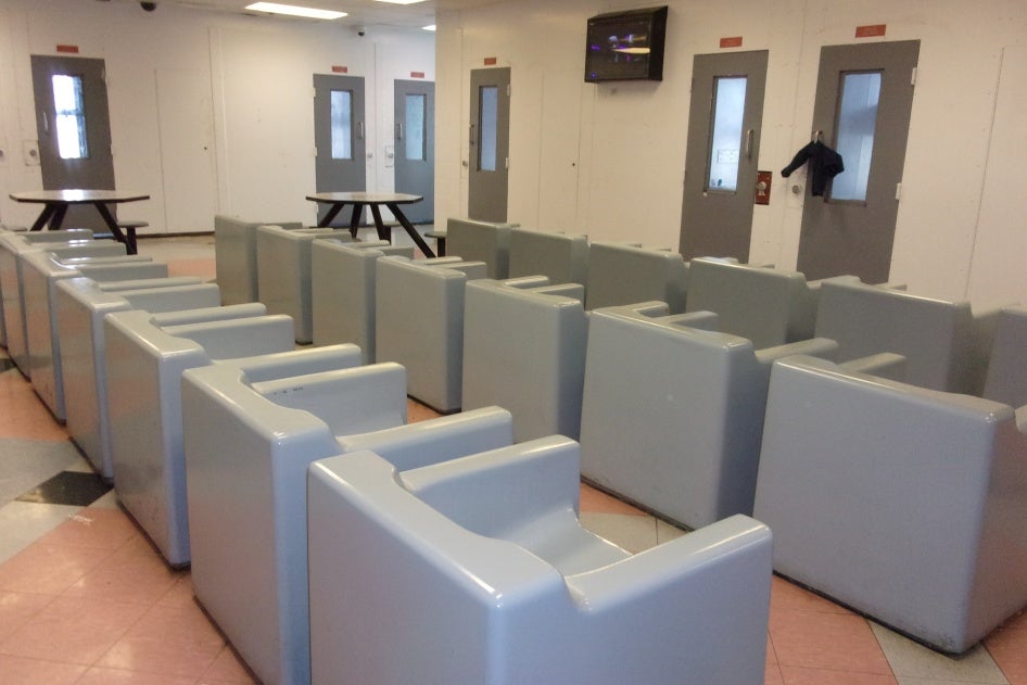 Residential unit common area in Essex County Juvenile Detention Center, Newark, New Jersey.