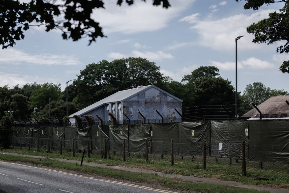 Manston Detention Centre, in Kent, United Kingdom, is used by the government to detain and process people seeking asylum. In 2022 and in 2024, the government allegedly detained unaccompanied refugee children there by purposefully misclassifying them as adults. Ramsgate, England, June 24, 2025.
