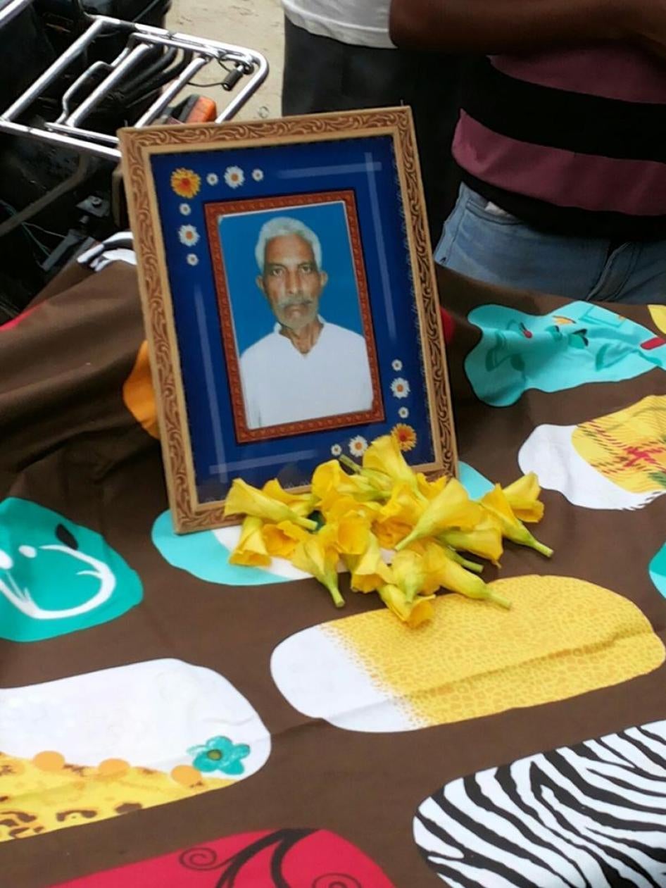 A photo memorial of Jawahar Lal Tiwary after his murder in August 2015. 