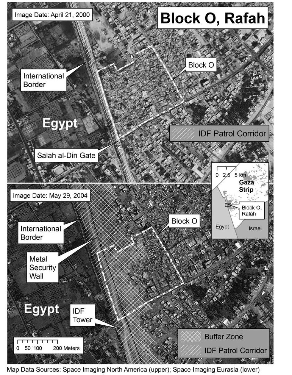 Satellite image of Rafah, Block O