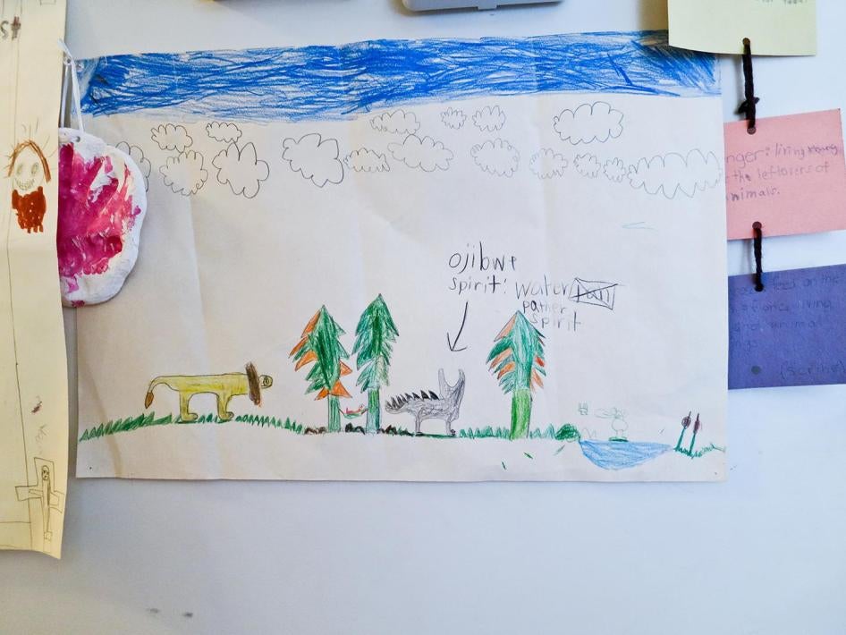 A drawing by the grandson of Chief Dean Sayers, Batchewana First Nation, highlighting the importance of Mishibijiw.