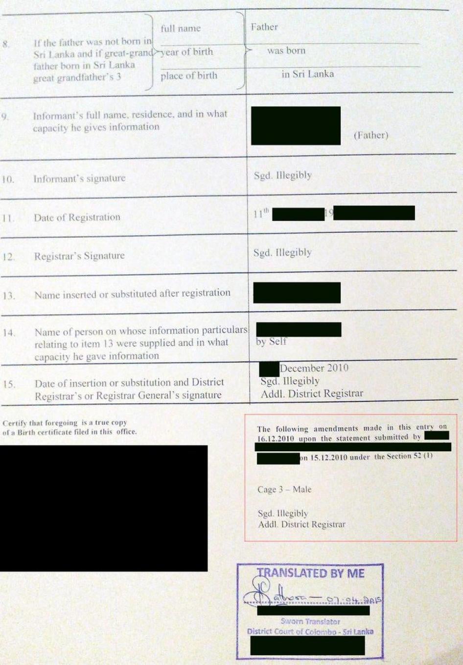 Birth Certificate in Sri Lanka