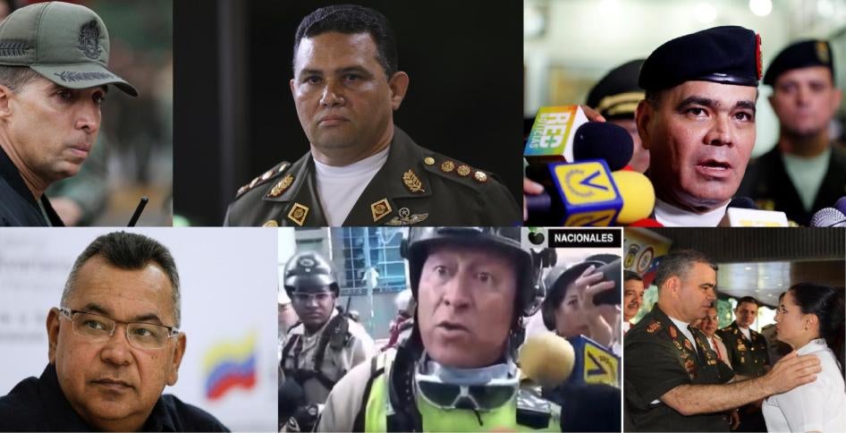 Funcionarios a cargo de fuerzas de seguridad implicadas en abusos generalizados y del juzgamiento de civiles en la justicia militar incluyen a los siguientes: