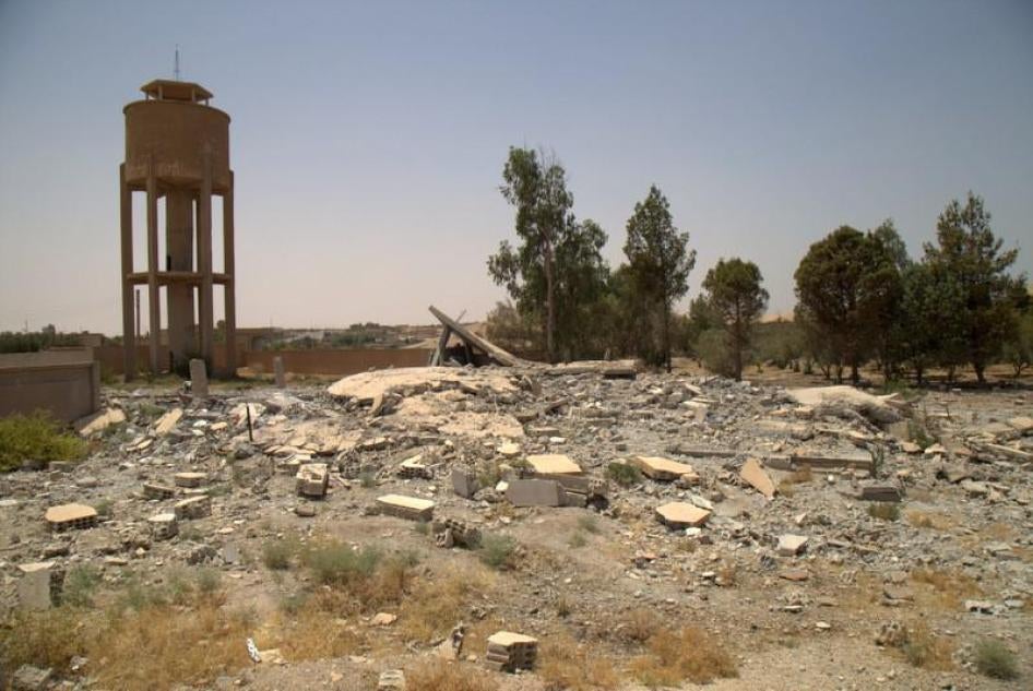 Rubble of a residential house that local residents said was attacked in a coalition airstrike on March 30, 2017, killing six civilians. 