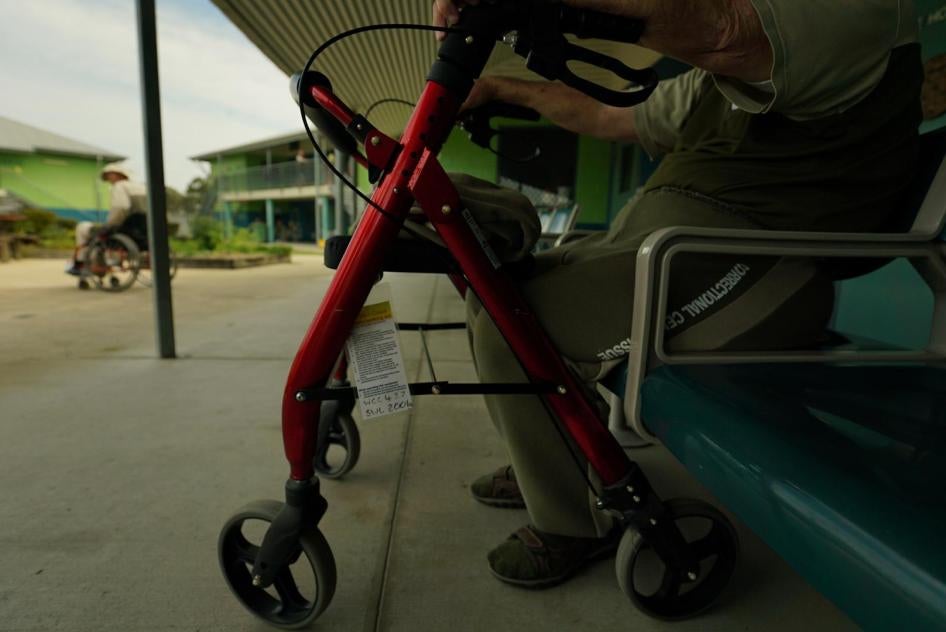 A prisoner with an assistive chair in Wolston Correctional Centre, Queensland. 