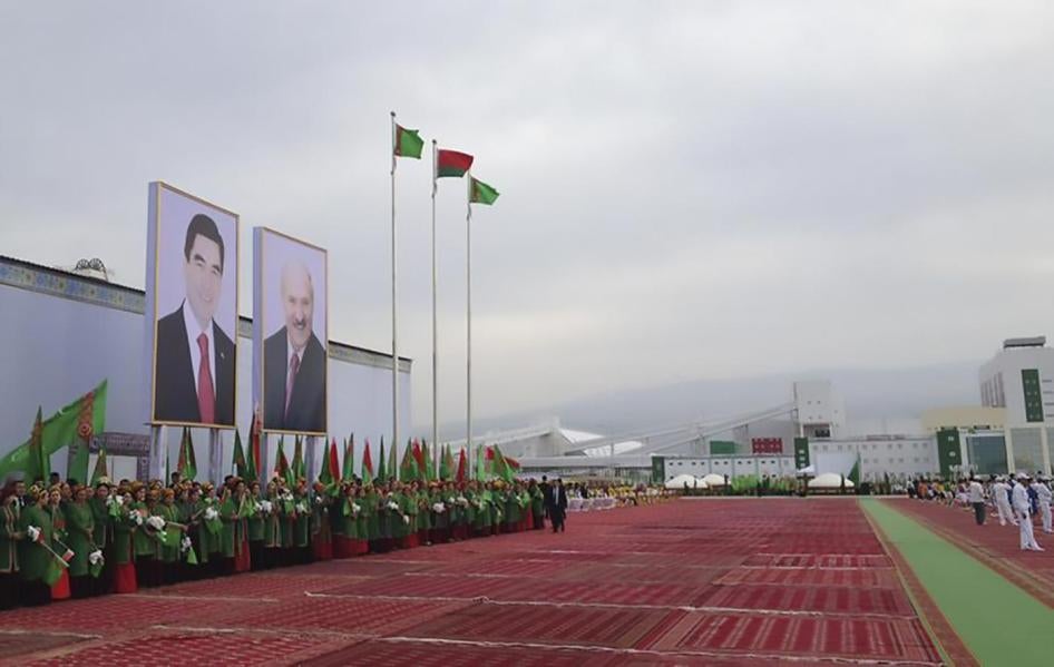 People attend the opening ceremony of the new Belarussian-built potash plant in Garlyk, Turkmenistan March 31, 2017. 