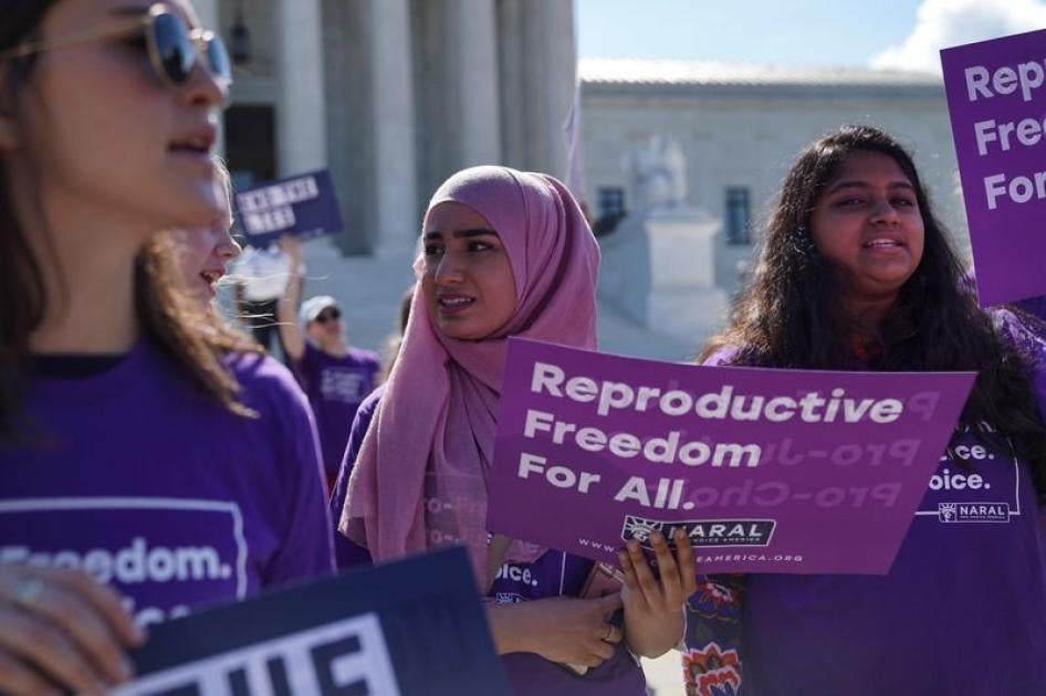 People rallied outside the U.S. Supreme Court while the National Institute of Family and Life Advocates v. Becerra case remained pending, in Washington, U.S., June 25, 2018.