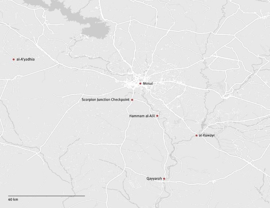 Map showing locations at which individuals were detained from and then disappeared.