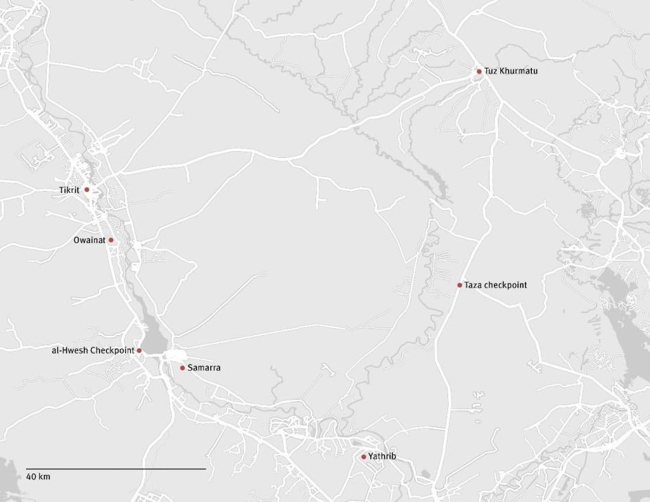 Map showing locations at which individuals were detained from and then disappeared.