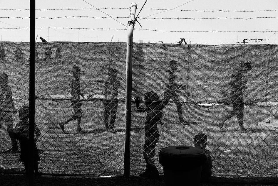 A camp south of Mosul housing families displaced by fighting between ISIS and Iraqi forces, including families with perceived ISIS affiliation that are being prevented from returning to their homes.