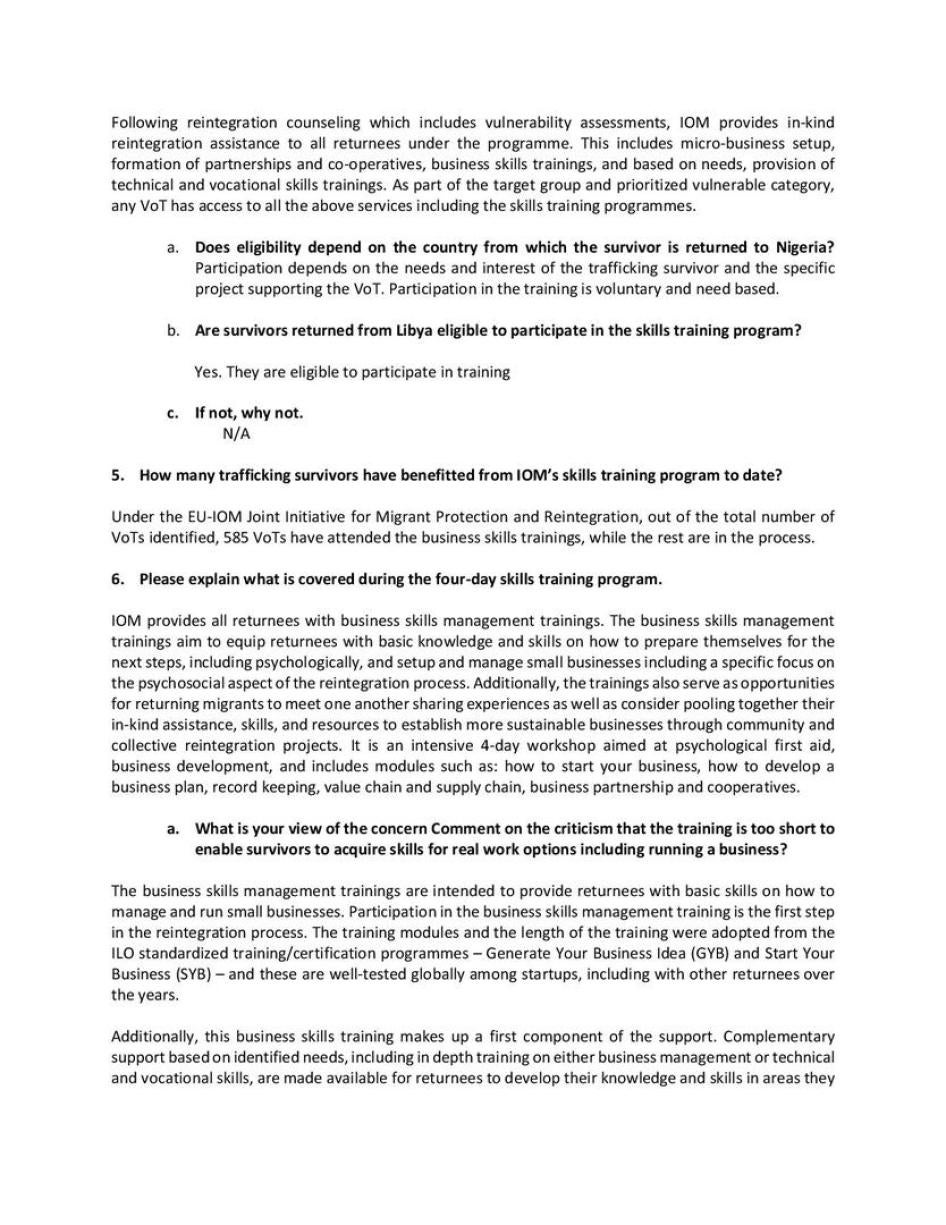 IOM Response Counter Trafficking Annex 3