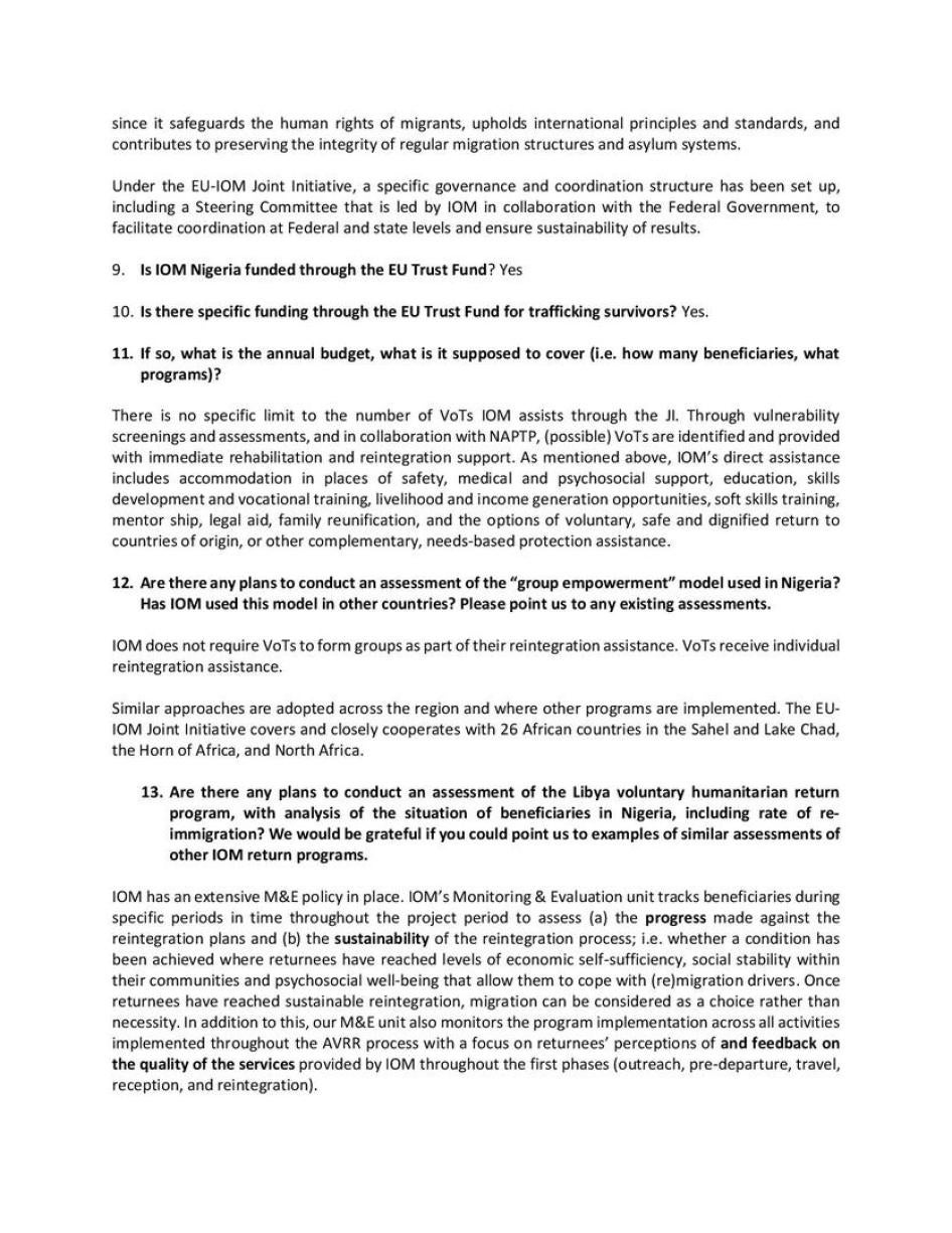 IOM Response Counter Trafficking Annex 6