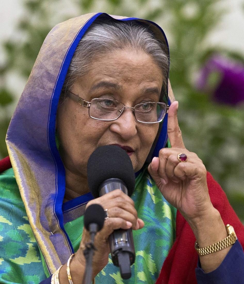 Bangladeshi Prime Minister Sheikh Hasina interacts with journalists in Dhaka, Bangladesh, Monday, Dec. 31, 2018.