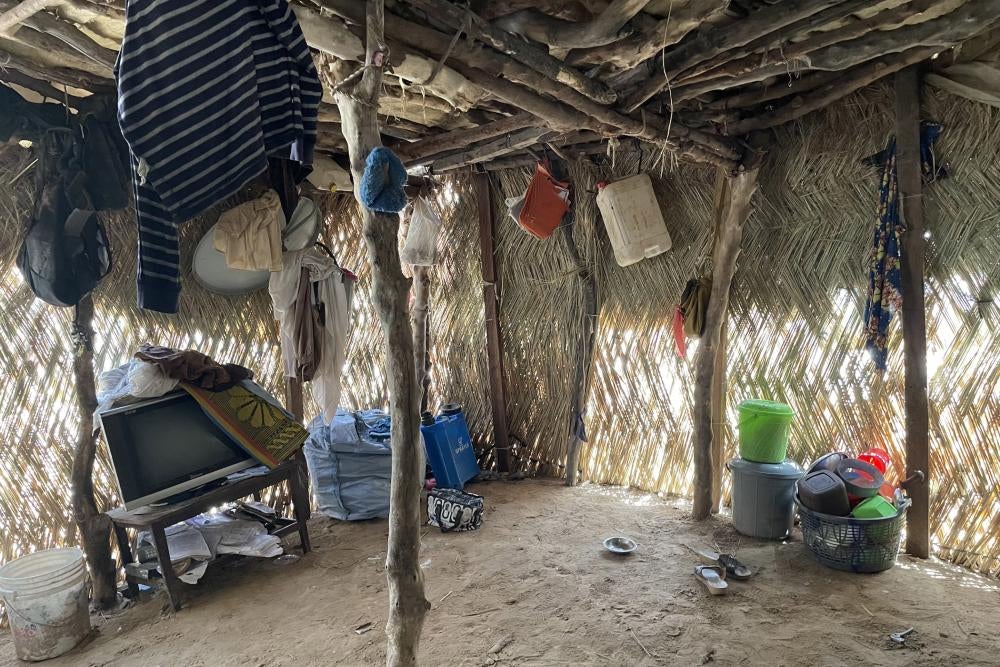 Interior of a thatched tent