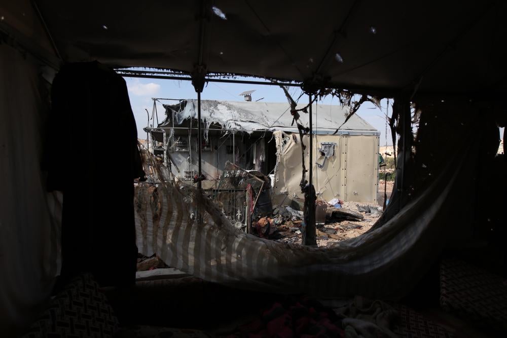 The effects of the Syrian-Russian military alliance’s cluster munition attack of the Maram camp.