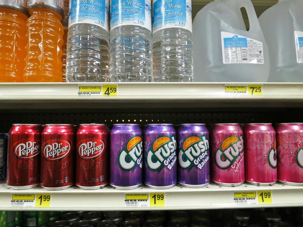 Beverages for sale in Neskantaga First Nation. Safe drinking water in the community’s only store is more expensive than sugary drinks. 