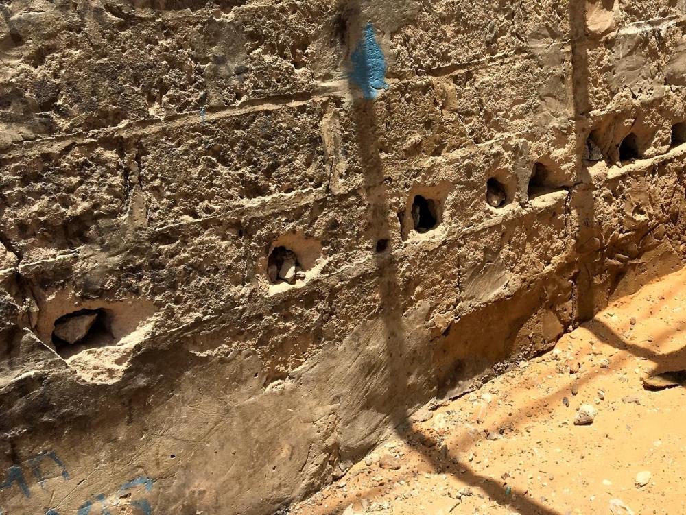 The exterior walls of this daara (Quranic school) in Guédiawaye, Dakar are spotted with holes at the base “so the children can breathe,” according to a local child protection worker, who said the talibés sleep crammed in rooms with no windows. 