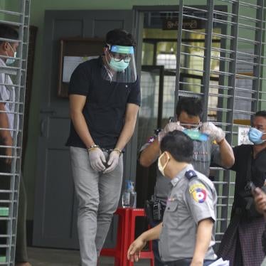 Pastor David Lah leaves court after an appearance on charges filed against him for holding religious services in April, Yangon, Myanmar, May 20, 2020.