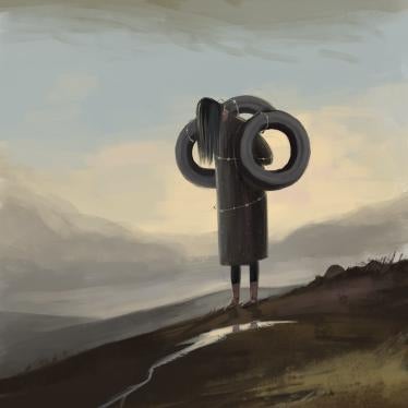 An artistic representation of a domestic violence case in Kyrgyzstan.