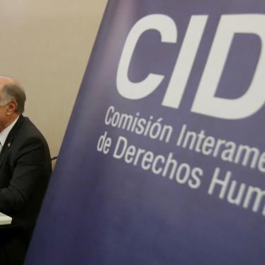 The Inter-American Commission on Human Rights’s (IACHR) then-executive director Paulo Abrao, then-president James Cavallaro, and then-member Enrique Gil Botero attend a news conference about the case of the missing students of the Ayotzinapa Teacher Training College in Guerrero, in Mexico City, Mexico, on November 10, 2016.