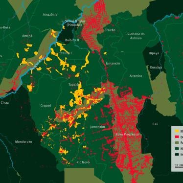 Map of illegal mining areas in the Amazon